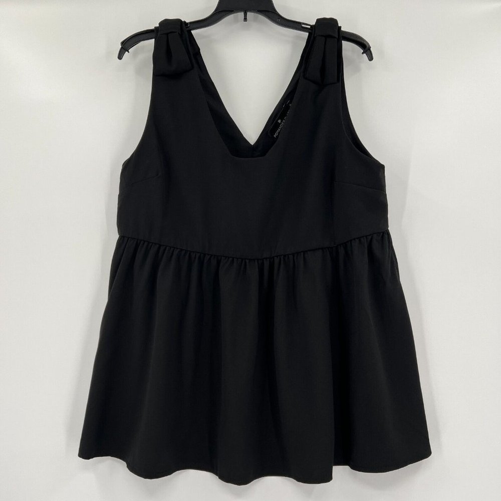 Pomander Place Tuckernuck Women's Black Coco Sleeveless Top Blouse V-Neck Bow S